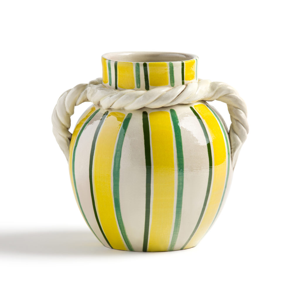 Grand vase rayé jaune et vert en céramique - La Redoute Intérieurs